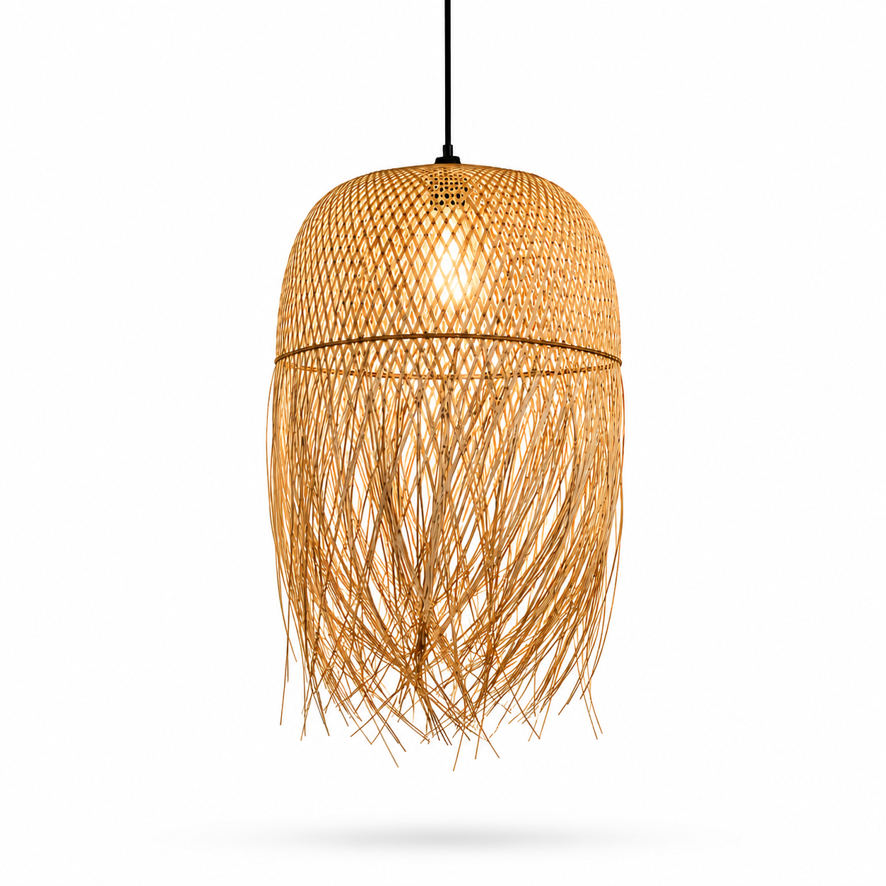 Pendente Elmiuna - Bambu Natural - ilha de cozinha boho natural
