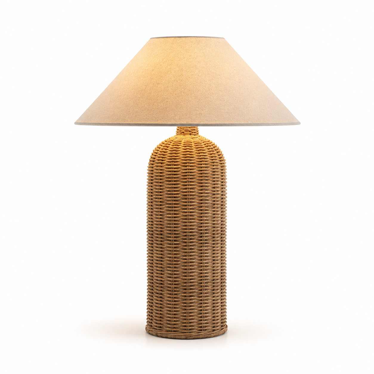 Luminária Rattan Japonesa Abajur Tecido LED Sala Quarto