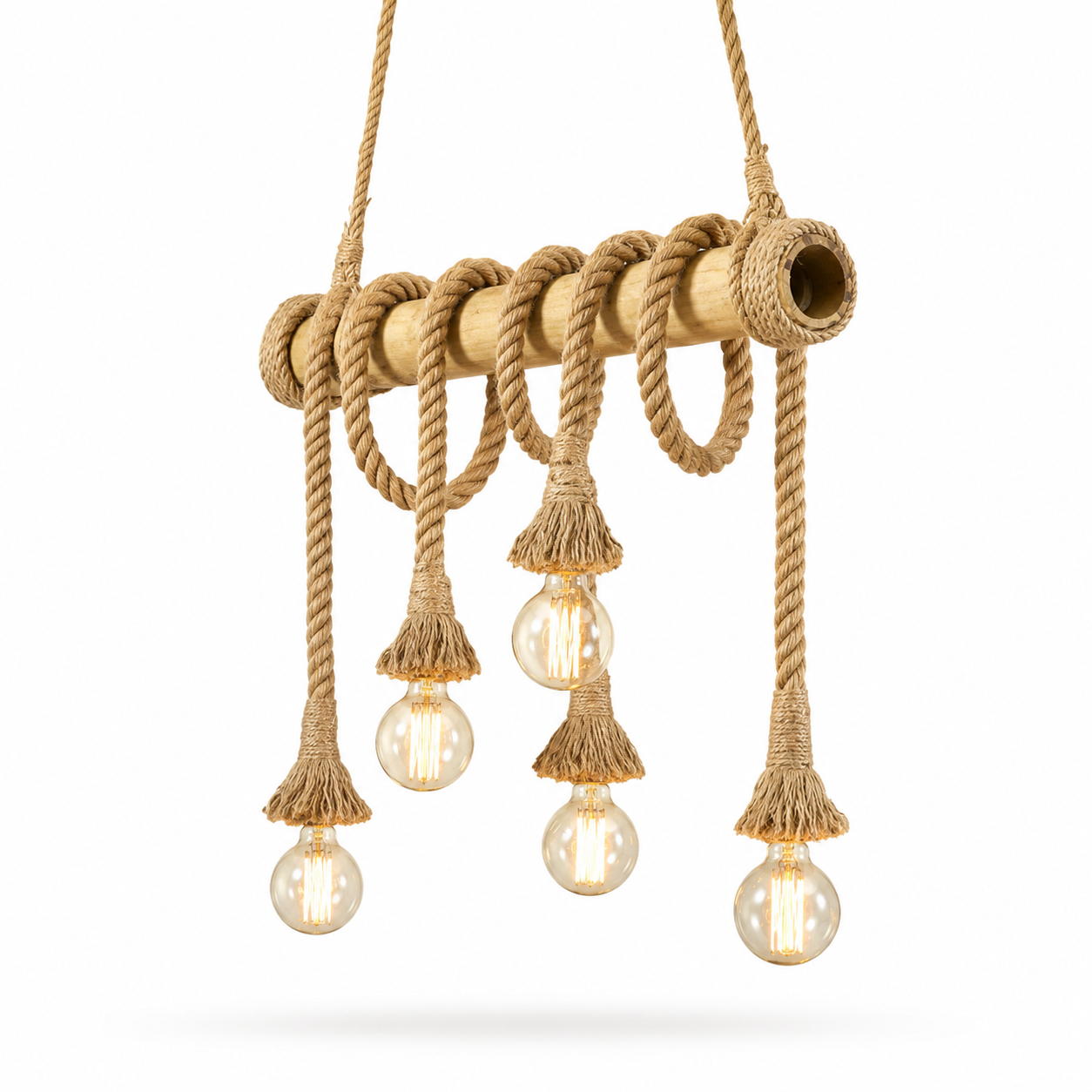 Lustre de Bambu e Corda Vintage