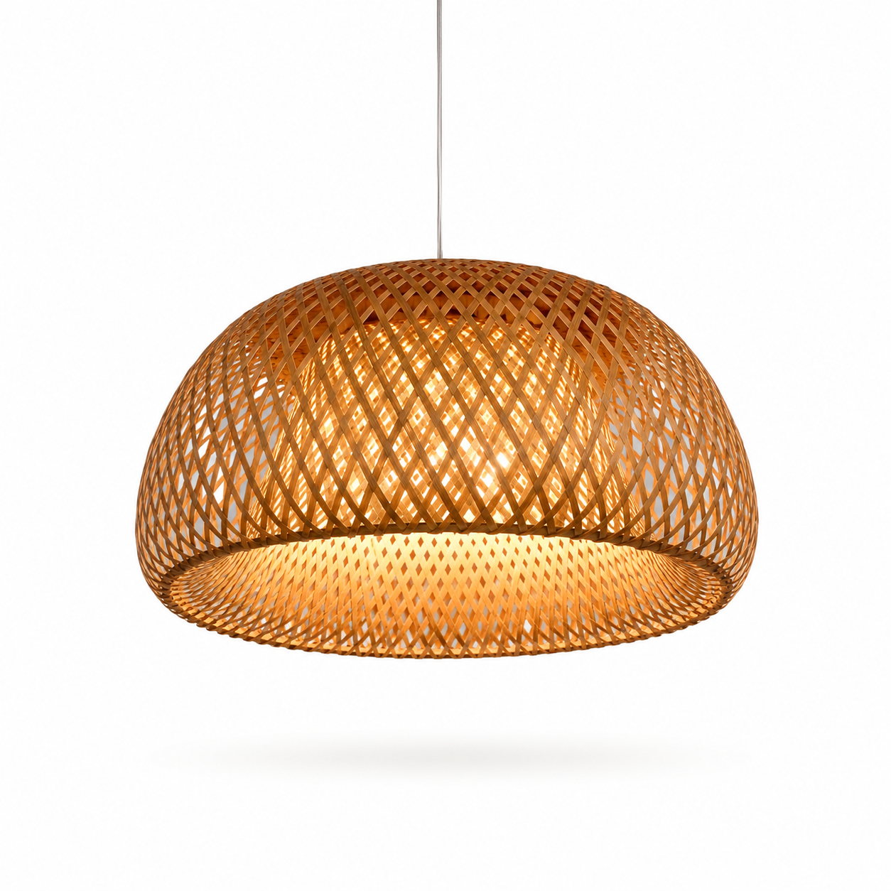 Pendente de Bambu Trançado à Mão 26cm Estilo Chinês para Restaurante