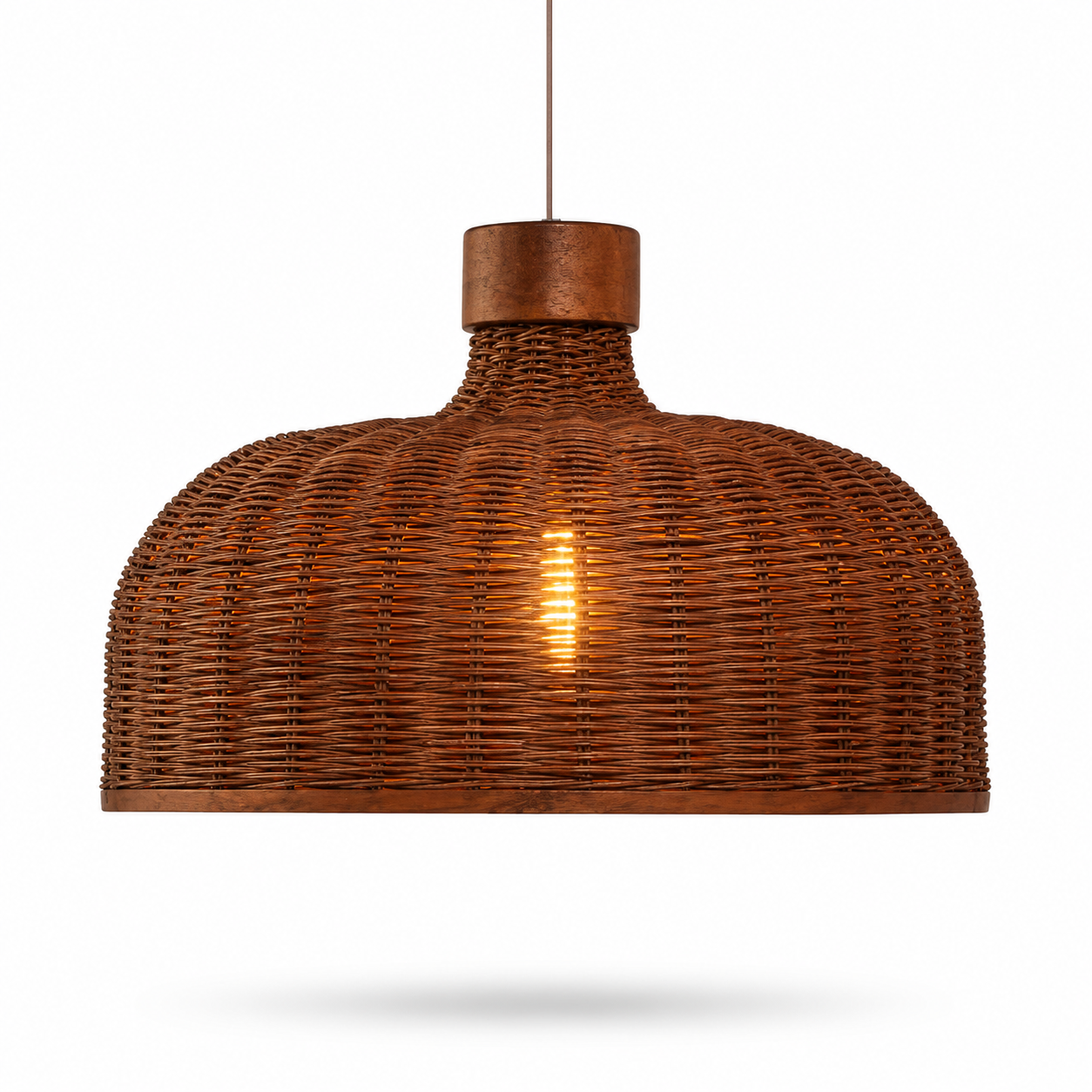 Lustre Artesanal Rattan Cúpula Retrô