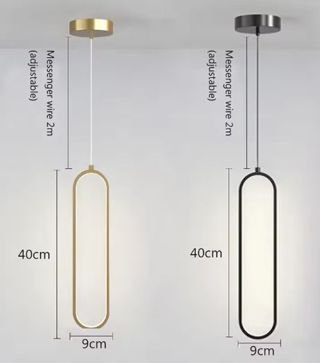 Pendente LED Preto e Dourado