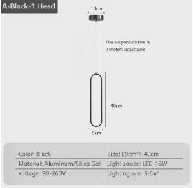 Pendente LED Preto e Dourado