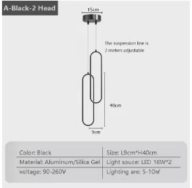 Pendente LED Preto e Dourado