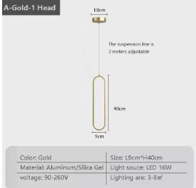 Pendente LED Preto e Dourado