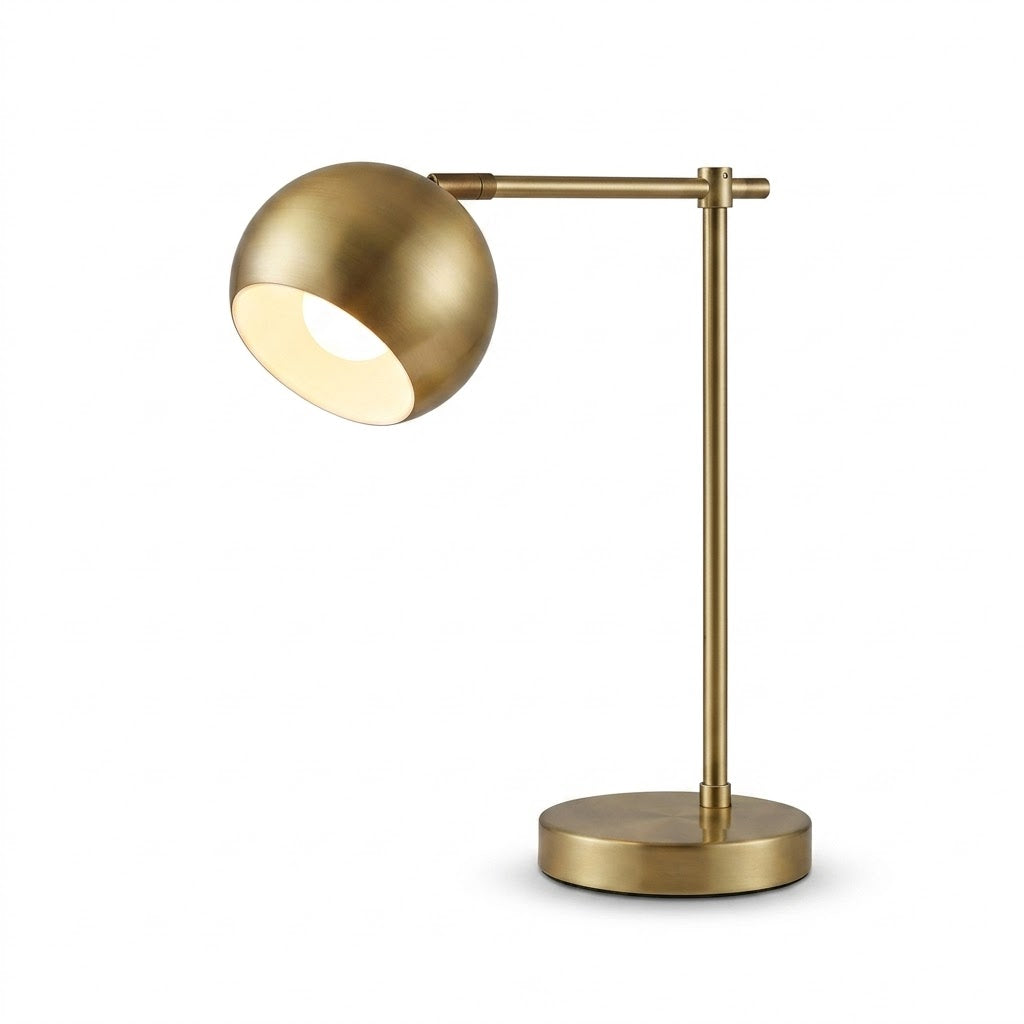 Luminária de Mesa Metal Pesado Latão Fosco com Cabo Tecido LED – Vintage