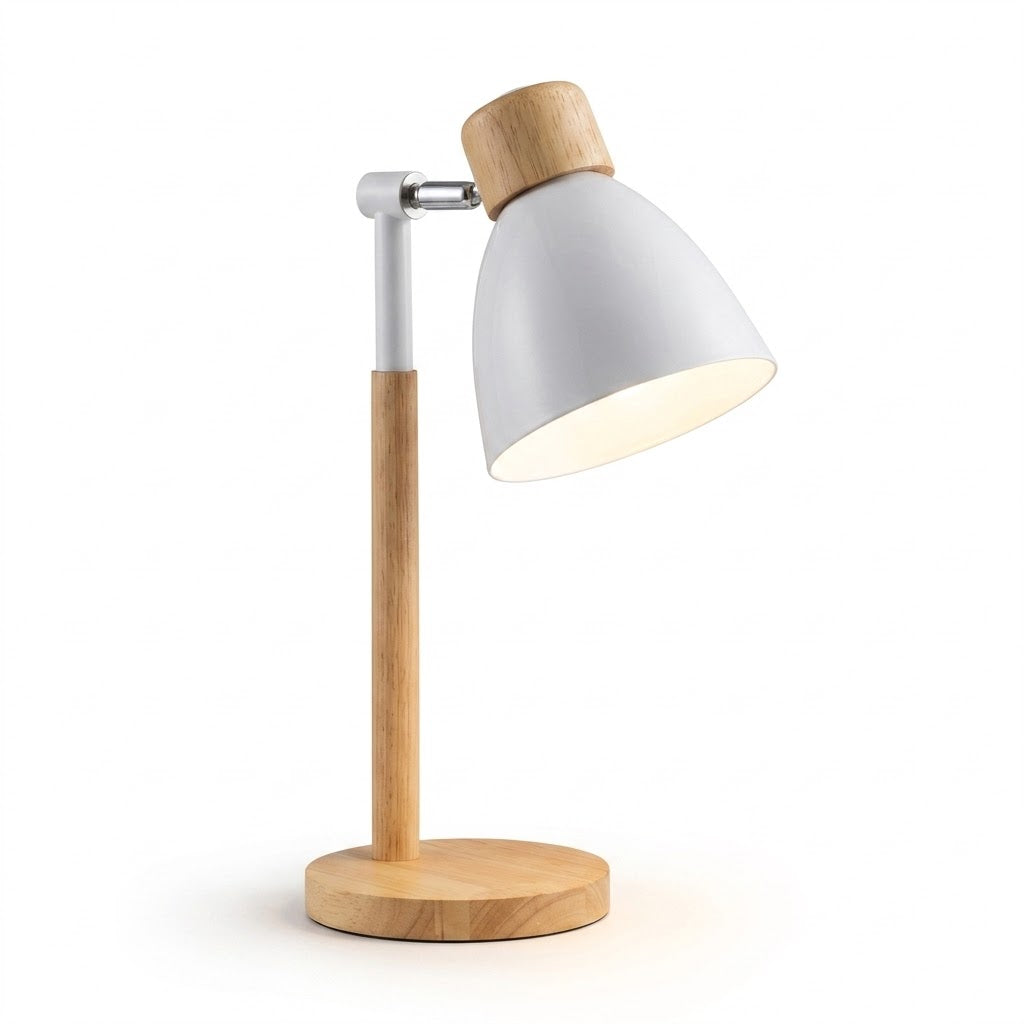 Luminária de Mesa Madeira Nórdica LED Giratória – Leitura e Decoração