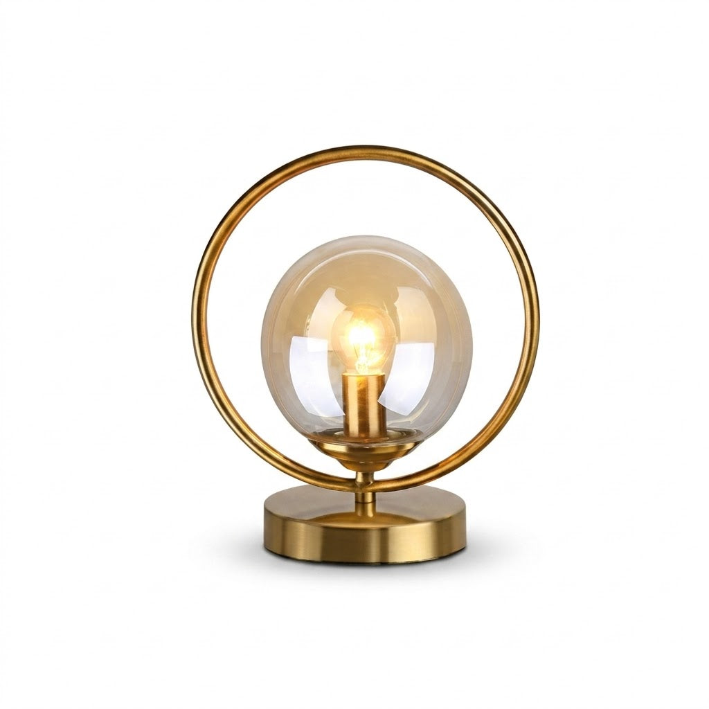 Luminária de Mesa Latão com Esfera de Vidro – Sala, Quarto e Cabeceira