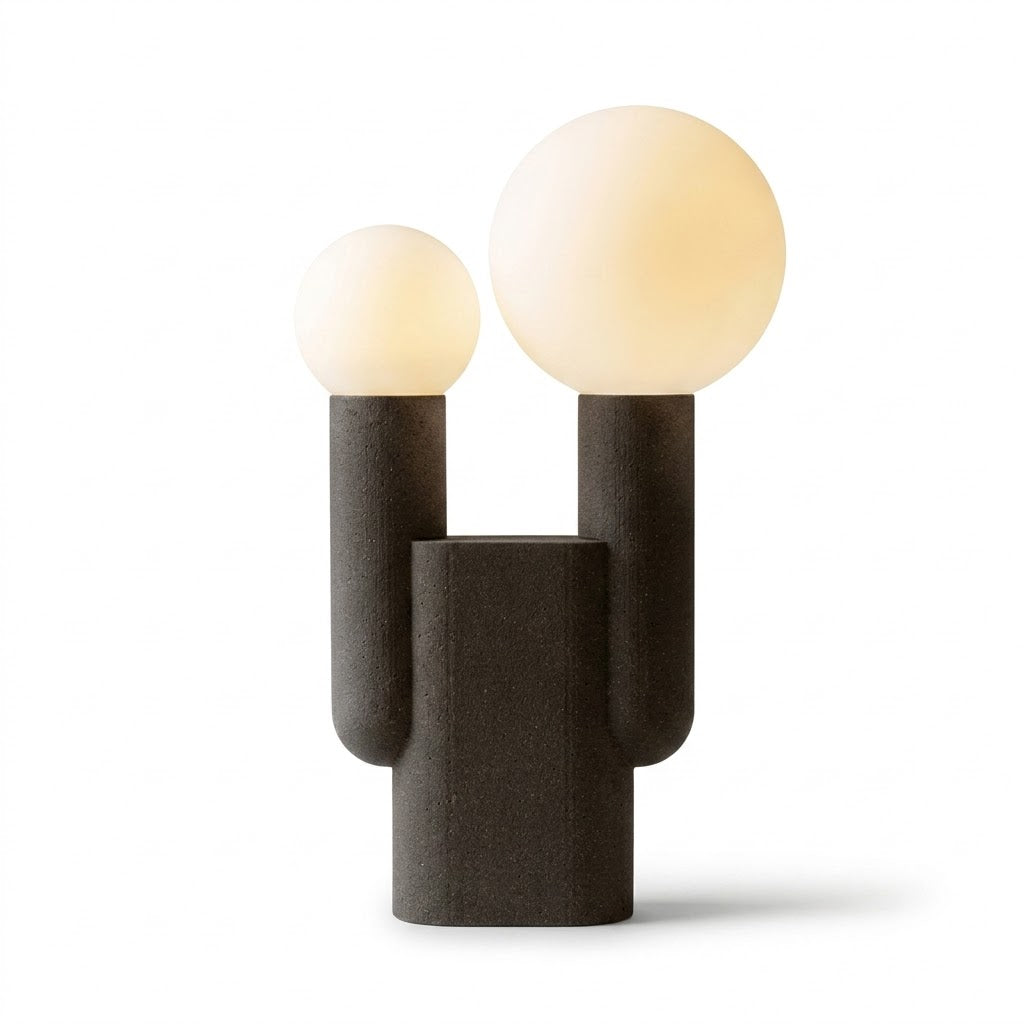 Luminária de Mesa Pós-Moderna LED Resina Dupla Esfera – Luxo Nórdico