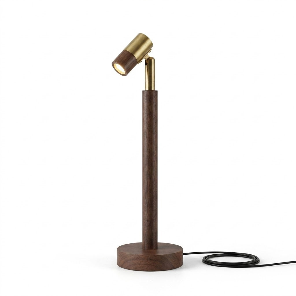 Luminária de Mesa Madeira USB com Ângulo Regulável – Luz Noturna