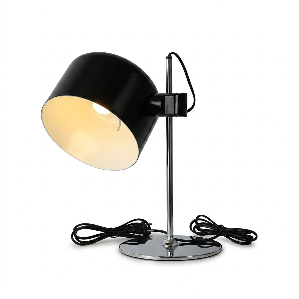 Luminária de Mesa Italiana Preta Minimalista – Designer para Sala e Escritório